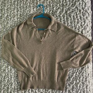 Women's V-Neck Olive Sweater